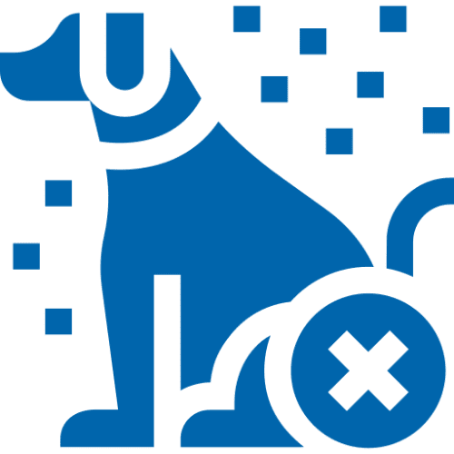 Blue dog icon with pixelated effect.