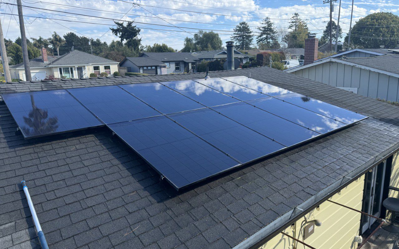 Solar panels installed on residential rooftop.